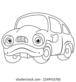 Coloring Page Funny Cartoon Car Car Stock Vector (Royalty Free ...