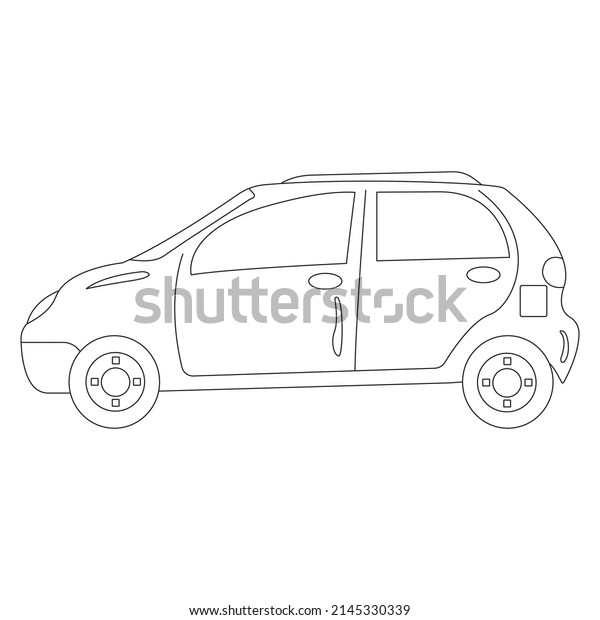 Coloring page of\
funny cartoon car. Car outline. Cartoon vehicle transport.\
Colouring book for kids and\
children.