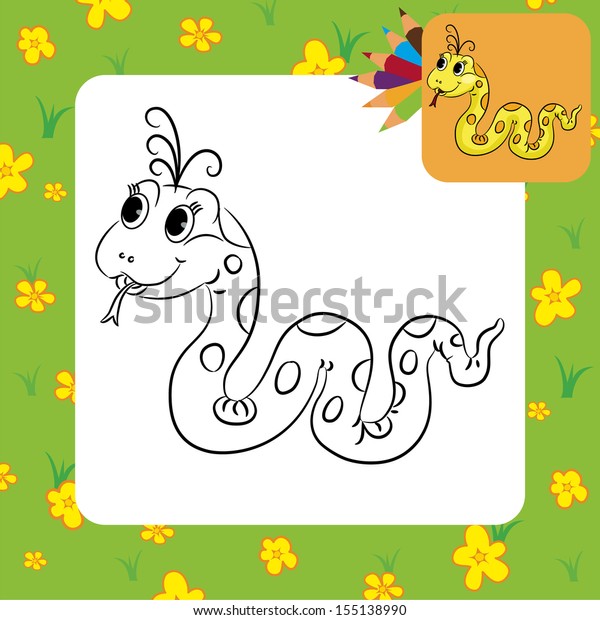 Coloring Page Funny Cartoon Snake Vector Stock Vector (Royalty Free ...