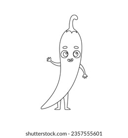 Coloring page funny chilli. Coloring book for kids. Educational activity for preschool years kids and toddlers with cute animal. Vector illustration.