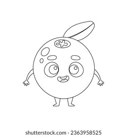 Coloring page funny cranberry. Coloring book for kids. Educational activity for preschool years kids and toddlers with cute animal. Vector illustration