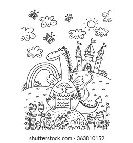 Coloring page Funny dragon 