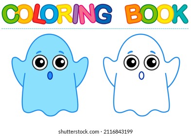La página de colorear es graciosa Ghost. Libro de coloración de vectores para la actividad infantil