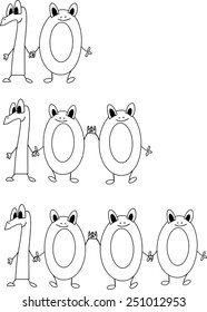 Coloring page funny numbers