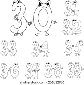 Coloring page funny numbers