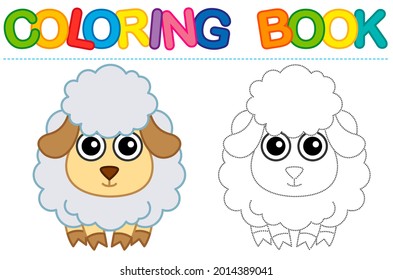 Colores de ovejas graciosas de la página. Libro de seguimiento educativo para la actividad infantil
