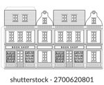 Coloring page and game cut and glue. Paper House for kids. Paper Craft for kindergarten. Book shop for play and decor.