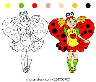 coloring page girl in costume Ladybug