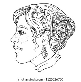 Coloring page girl face