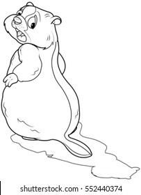 Coloring page of a groundhog looking at his shadow