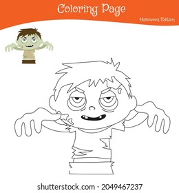 Coloring Page Halloween Edition. Halloween Color Book. Coloring Halloween worksheet page. Educational printable colouring worksheet. Fun activity for kids. Vector illustration.