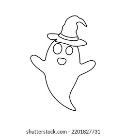 Coloring page with Halloween Ghost