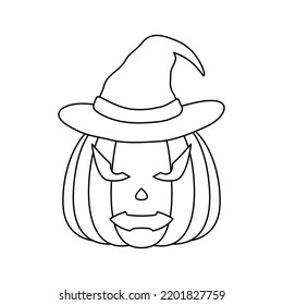 Coloring page with Halloween Pumpkin