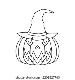 Coloring page with Halloween Pumpkin