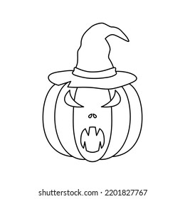 Coloring page with Halloween Pumpkin