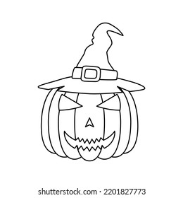 Coloring page with Halloween Pumpkin