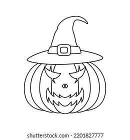 Coloring page with Halloween Pumpkin