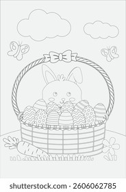 Coloring Page Hand Drawn Happy Easter Day illustration Vector
