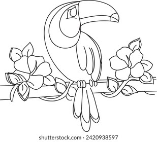  Coloring page  hand drawn illustration of a bird 