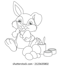 Coloring page. Happy Easter. Black and white vector illustration. Perfect for kids book.