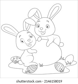 Coloring Page Happy Easter Black White Stock Vector (Royalty Free ...