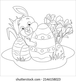 Farbseite. Frohe Ostern! Schwarz-Weiß-Vektorgrafik. Ideal für Kinder buchen.