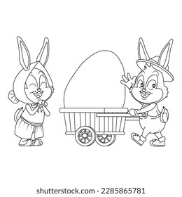 Colorido de la página. Feliz Pascua. Ilustración vectorial en blanco y negro. El libro perfecto para los niños.