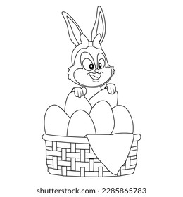 Coloring page. Happy Easter. Black and white vector illustration. Perfect for kids book.