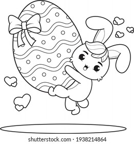 Coloring page Happy Easter with Bunny