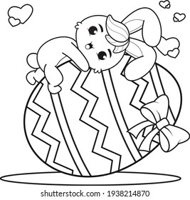 Coloring page Happy Easter with Bunny