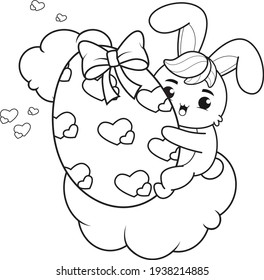 Coloring page Happy Easter with Bunny