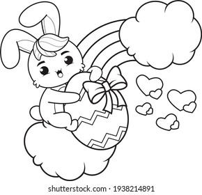 Coloring page Happy Easter with Bunny