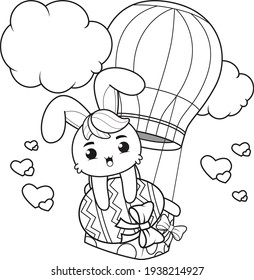 Coloring page Happy Easter with Bunny