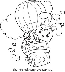 Coloring page Happy Easter with Bunny