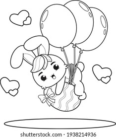 Coloring page Happy Easter with Bunny