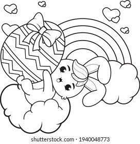 Coloring page Happy Easter with Bunny