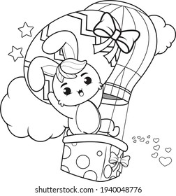 Coloring page Happy Easter with Bunny