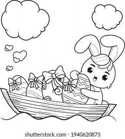 Coloring page Happy Easter with Bunny