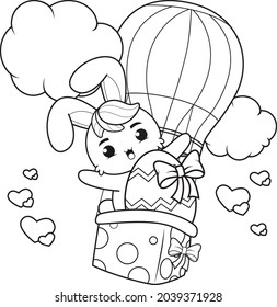 Coloring page Happy Easter with Bunny