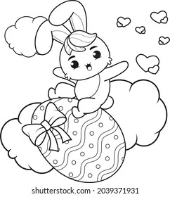 Coloring page Happy Easter with Bunny