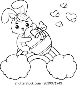 Coloring page Happy Easter with Bunny