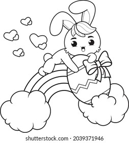Coloring page Happy Easter with Bunny