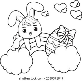 Coloring page Happy Easter with Bunny