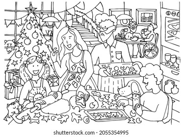 Coloring Pages Waiting Merry Christmas Gingerbread Stock Vector ...