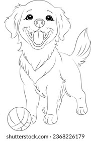 Coloring page a happy golden play with ball