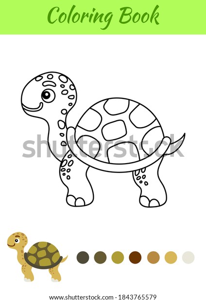 Coloring Page Happy Turtle Coloring Book Stock Vector (Royalty Free ...