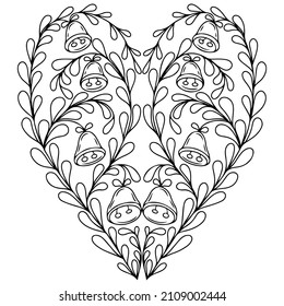 Coloring page in heart form for Valentines day or wedding activity. Heart coloring page vector