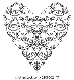 Coloring Page In Heart Form For Valentines Day Or Wedding Activity. Heart Coloring Page Vector