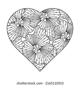 Coloring Page Heart Shape Filled Doodles Stock Vector (Royalty Free ...