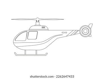 Coloring Page Of Helicopter In Flat Style Vector